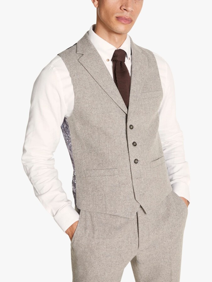 New Men's Solid Tuxedo Vest Waistcoat & 1.5" Skinny Necktie Set Beige 