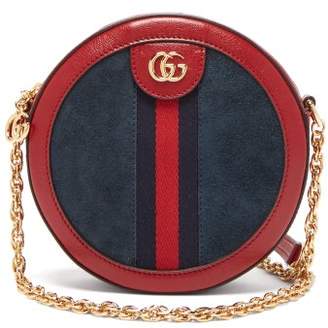 Gucci Ophidia Leather And Suede Cross Body Bag - Womens - Red Navy
