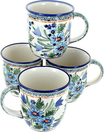 Mr. Coffee Cappuccino Bliss 4 Piece 23 Ounce Stoneware Latte Cup Set in  Assorted Designs