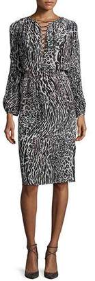 Altuzarra Long-Sleeve Leopard-Print Silk Dress