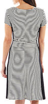 Thumbnail for your product : JCPenney Perceptions Short-Sleeve Striped Dress - Petite