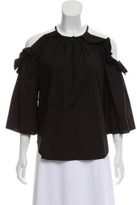 Rachel Zoe Cold-Shoulder Ruffle-Accented Top w/ Tags