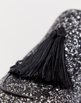 Thumbnail for your product : ASOS DESIGN Wide Fit loafers in black glitter with tassel detail