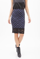 Thumbnail for your product : Forever 21 Plaid & Lace Pencil Skirt
