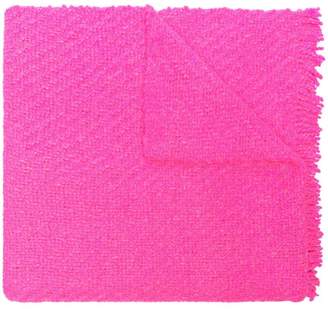 Aessai bright pink Oversized frayed wool blanket scarf