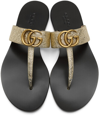 Gucci Silver GG Marmont Sandals
