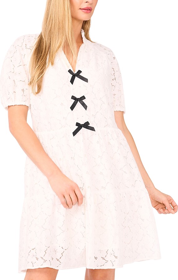 CeCe Bow Trim Lace Dress