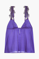 Thumbnail for your product : La Perla English Rose Embroidered Tulle-trimmed Stretch-silk Chiffon Camisole
