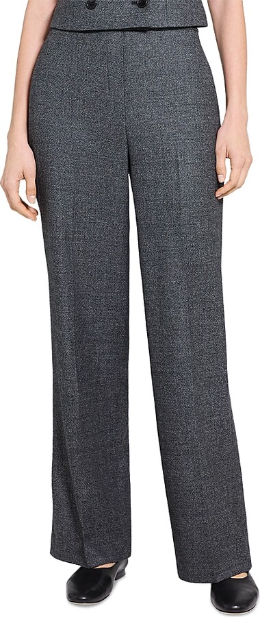 Theory Wool Wide Leg Pull On Pants
