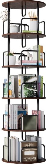 EPOCH VENTS 5-Tier360¡ãRotatingBookshelfTowerwithSpace-SavingDesignforBedroom,LivingRoom,orOffice