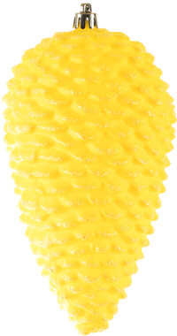 Vickerman 7" Yellow Matte Glitter Pinecone Christmas Ornament, 4 Per Set
