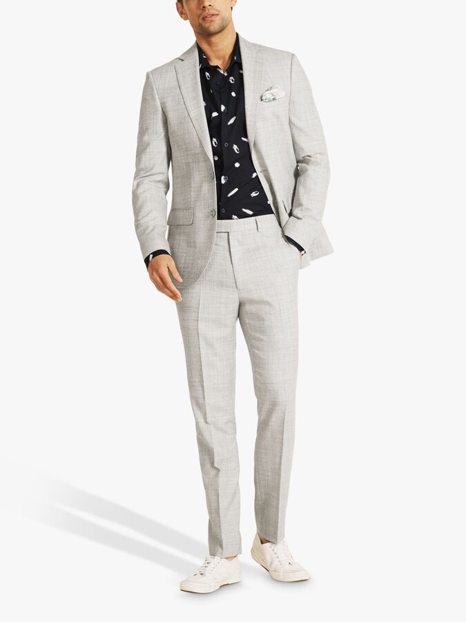 french connection slim fit light grey flannel suit
