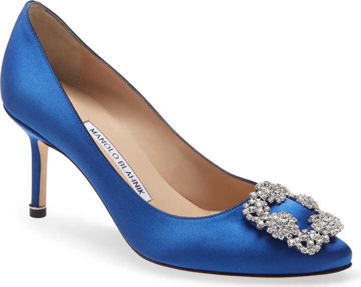 Manolo Blahnik Hangisi 70mm Crystal Buckle Pump
