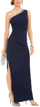 Adrianna Papell Petite One-Shoulder Jersey Gown