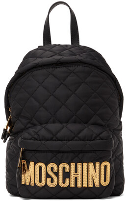 Moschino Black Quilted Logo Backpack