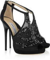 Thumbnail for your product : Jimmy Choo Embellished mesh and suede sandals