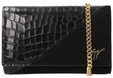 Thumbnail for your product : Giuseppe Zanotti Black Suede And Crocodile Embossed Calfskin Leather Clutch