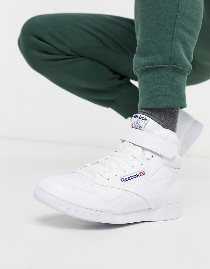 Reebok EX-O-FIT hi top sneakers in white - ShopStyle