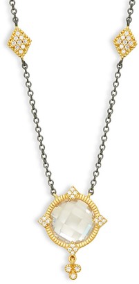 Freida Rothman Mirror Stone Sterling Silver Clear Quartz Pendant Necklace
