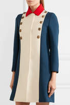 Thumbnail for your product : Gucci Embellished Color-block Wool Coat - Royal blue