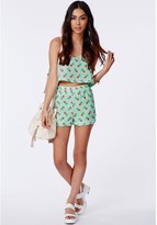 Thumbnail for your product : Missguided Atina Pineapple Eyelash Lace Detail Shorts
