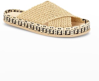 Fendi ff woven crisscross slide sandals clearance