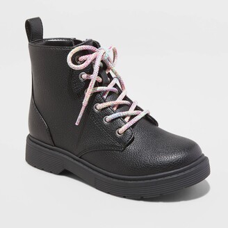 Girls' Zoe Zipper Lace-Up Combat Boots - art class™ Black 13