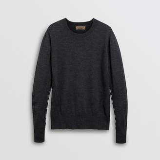 Burberry Check Detail Merino Wool Sweater