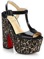 Thumbnail for your product : Christian Louboutin So Bella Patent Leather T-Strap Wedge Sandals