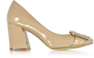 Tory Burch Maria Tory Beige Patent Leather Heel Pumps