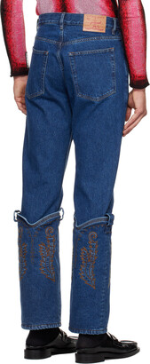 Y/Project Navy Cowboy Cuff Jeans