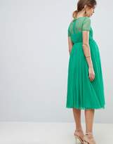 Thumbnail for your product : ASOS Maternity Tulle Midi Dress With Sheer Sleeve