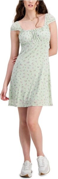 Hippie Rose HippieRoseWomensFloralMeshMiniDress,green,Large