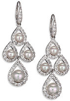 Thumbnail for your product : Majorica 6MM-8MM White Round Pearl & Sterling Silver Pavé Teardrop Chandelier Earrings