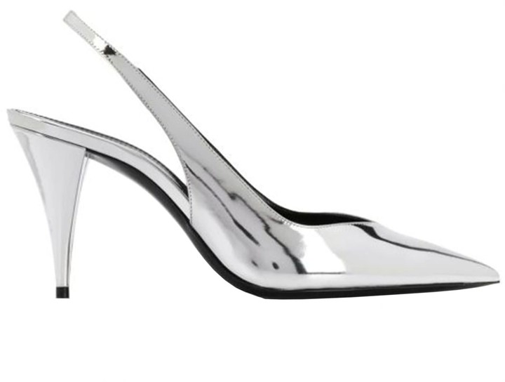 silver ysl heels
