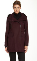 Thumbnail for your product : Andrew Marc Ella Mid Wool Blend Faux Fur Trim Coat