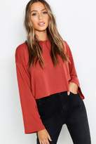 Thumbnail for your product : boohoo Petite Flare Sleeve Sweat Top