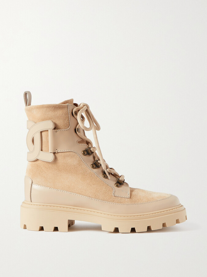 Tod's Kate Leather-trimmed Suede Ankle Boots - Neutrals