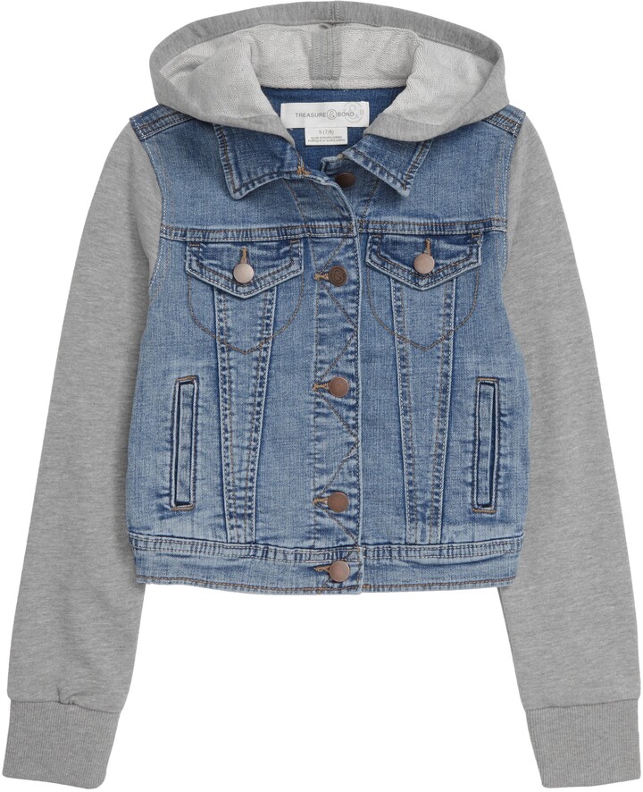girls hooded jean jacket