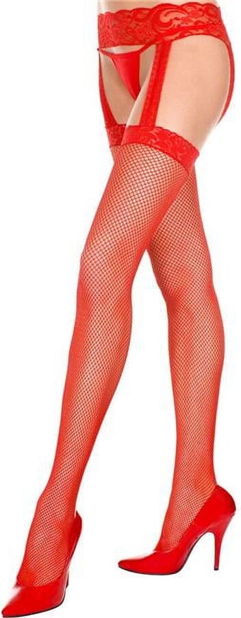Music Legs Women’s Women’s Lace top fishnet garterbelt stockings 7900-RED