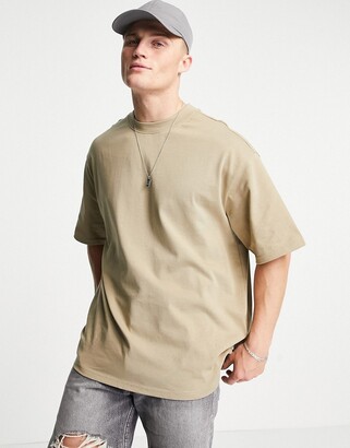 ONLY & SONS oversize heavy weight t-shirt in beige - ShopStyle