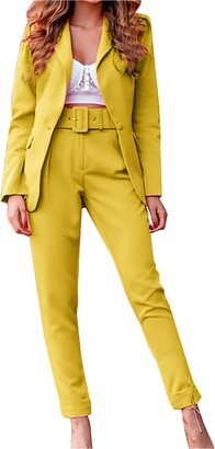Women's 2 Piece Suit Set Elegant Business Blazer Trousers Casual