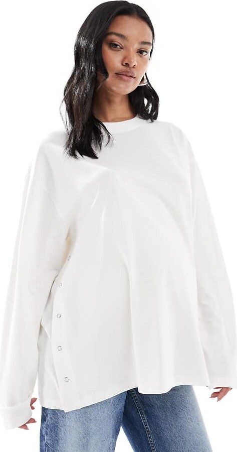 ASOS Maternity ASOS DESIGN Maternity Nursing long sleeve T-shirt in cream