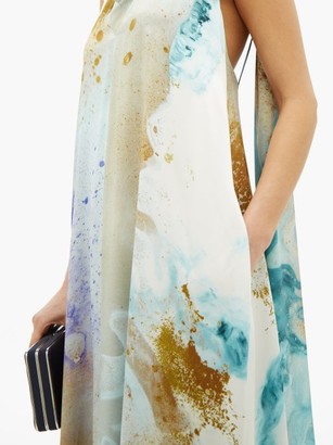 Roksanda Leesha Watercolour-print Silk-charmeuse Maxi Dress - Gold