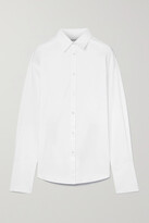 Thumbnail for your product : Monse Open-back Leather-trimmed Cotton-blend Poplin Shirt - White - US4