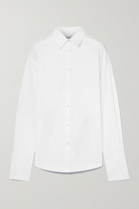 Monse Open-back Leather-trimmed Cotton-blend Poplin Shirt - White - US4