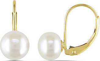 Fine Jewelry Cultured Freshwater Button Pearl 10K Yellow Gold Earrings
