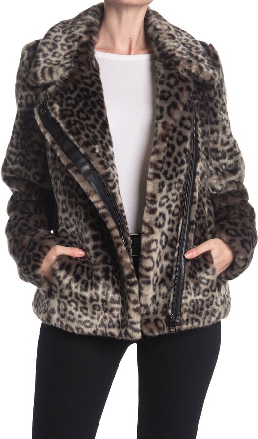 calvin klein black faux fur jacket