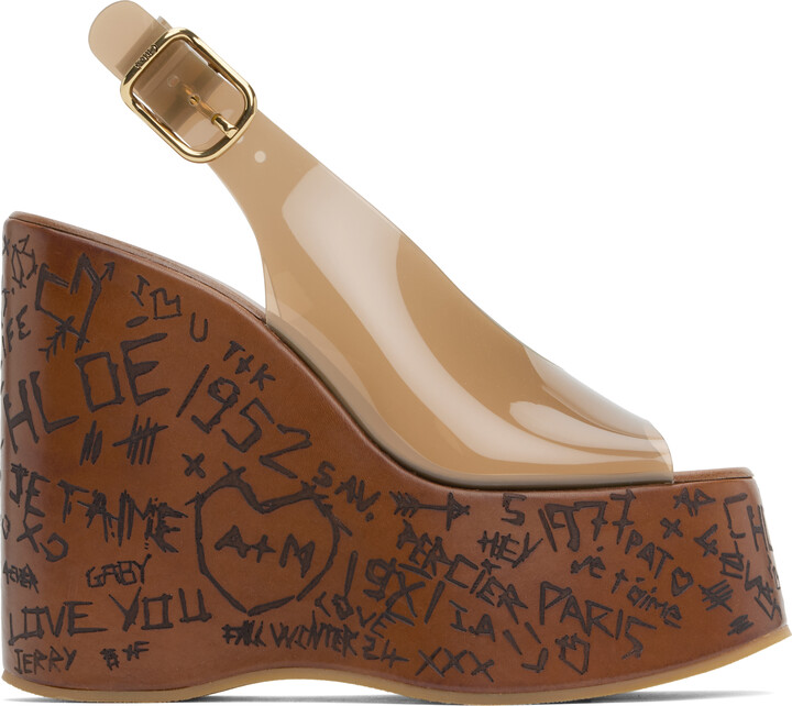 Chloé Brown Maxime Wedge Sandals
