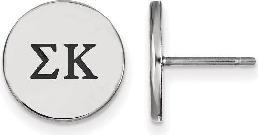 Black Bow Jewelry Co. BlackBowJewelrySterlingSilverSigmaKappaGreekLifeEnameledBlackLettersDiscStudEarrings